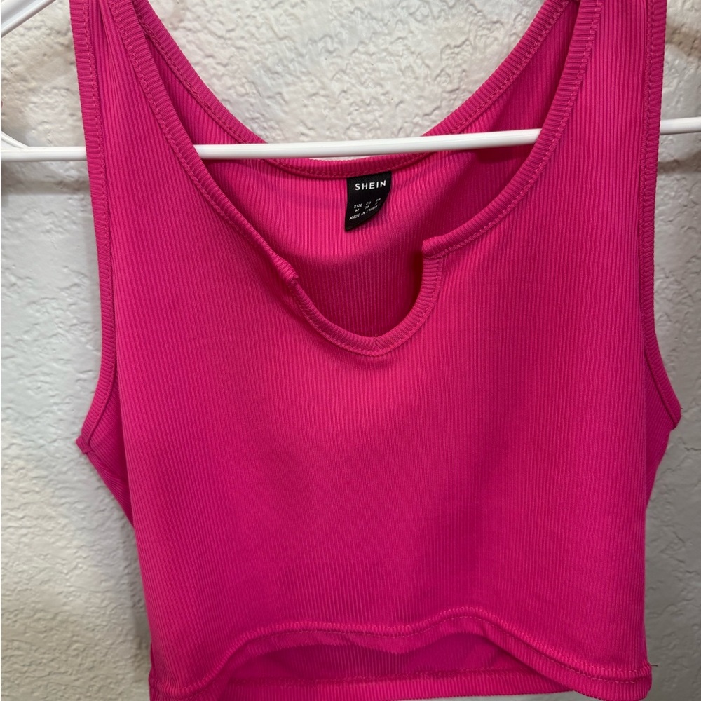 SHEIN Pink Ribbed Tank Top